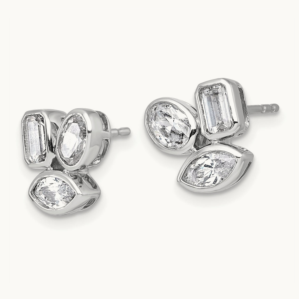 Emerald Oval & Marquise 3Stone Earrings, 2.00 ct tw Lab-Grown Diamond
