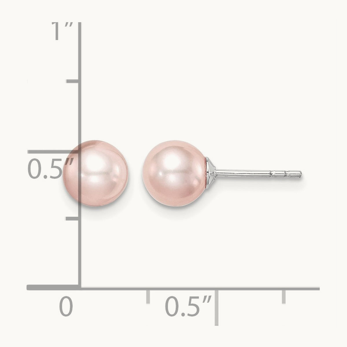 SS Madi K Rhod-plated 6- Pink Round FWC Pearl Stud Earrings, 7mm