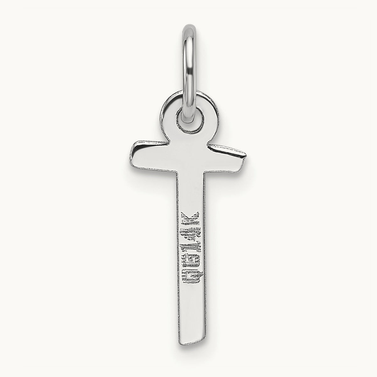 Slanted Block Initial Charm — 14K White Gold, T