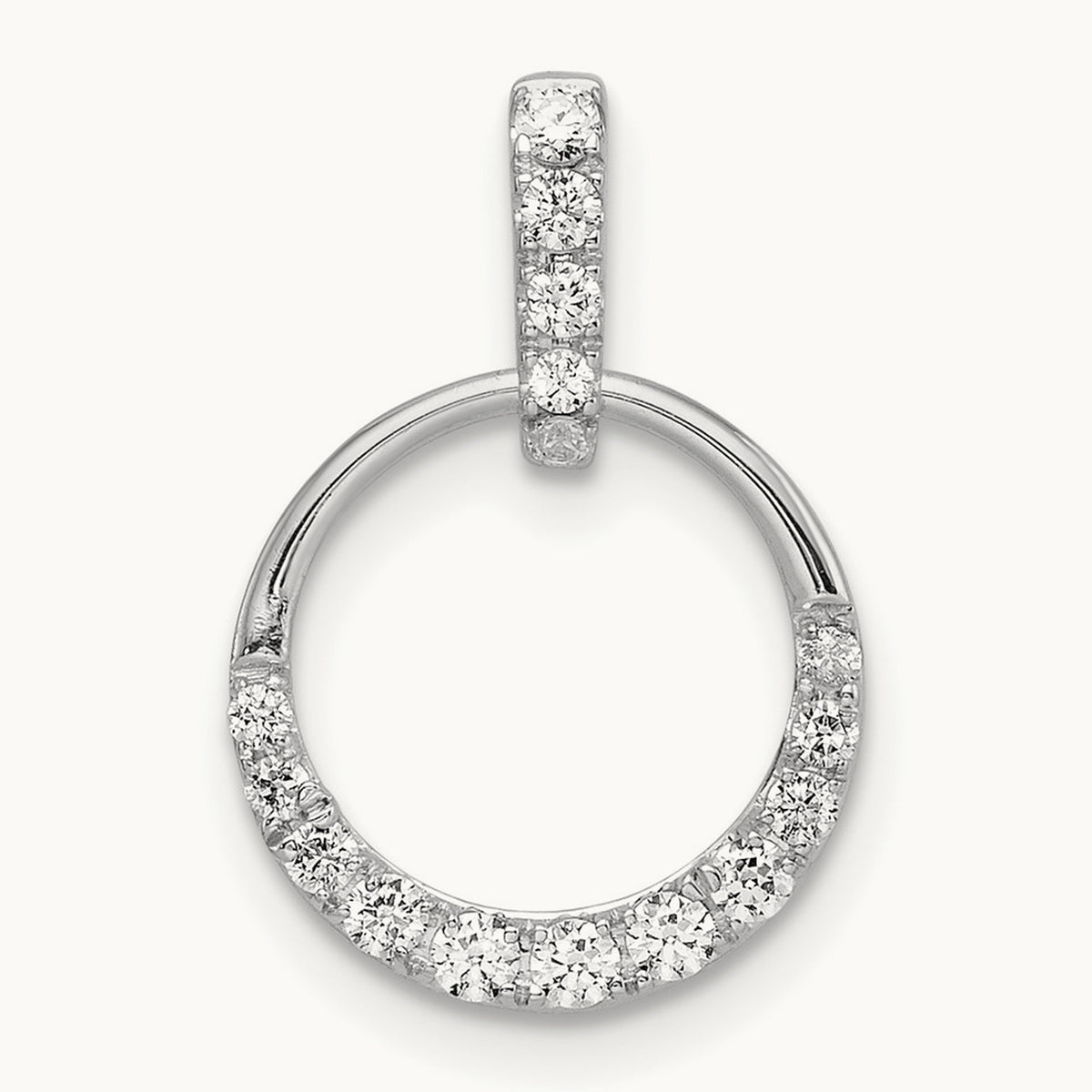 Circle Diamond Pendant — 14K White Gold