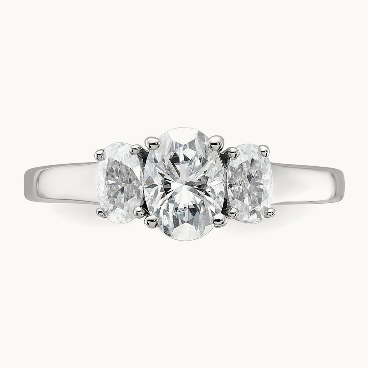 Oval 3 Stone Engagement Ring, 1.25-3.50 ct tw Lab-Grown Diamond — 1 1/3 ct, 14K White Gold
