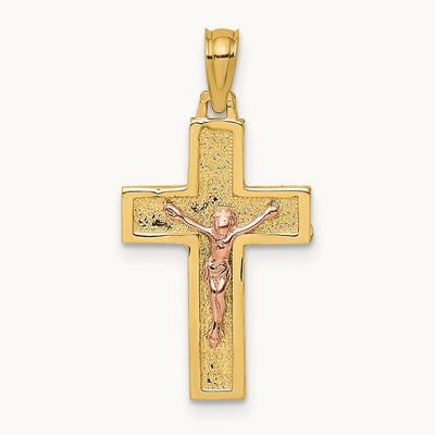 Latin Crucifix Charm, 14K Two-tone