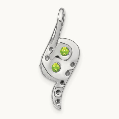 Peridot and Diamond Chain Slide, 14K White Gold