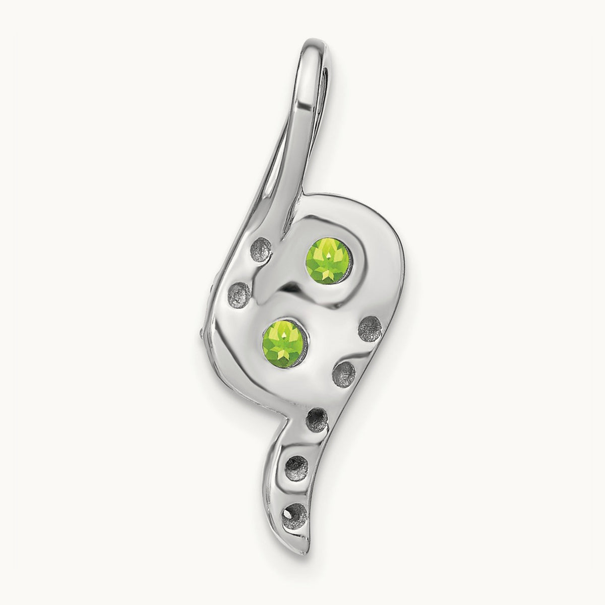 Peridot and Diamond Chain Slide, 14K White Gold