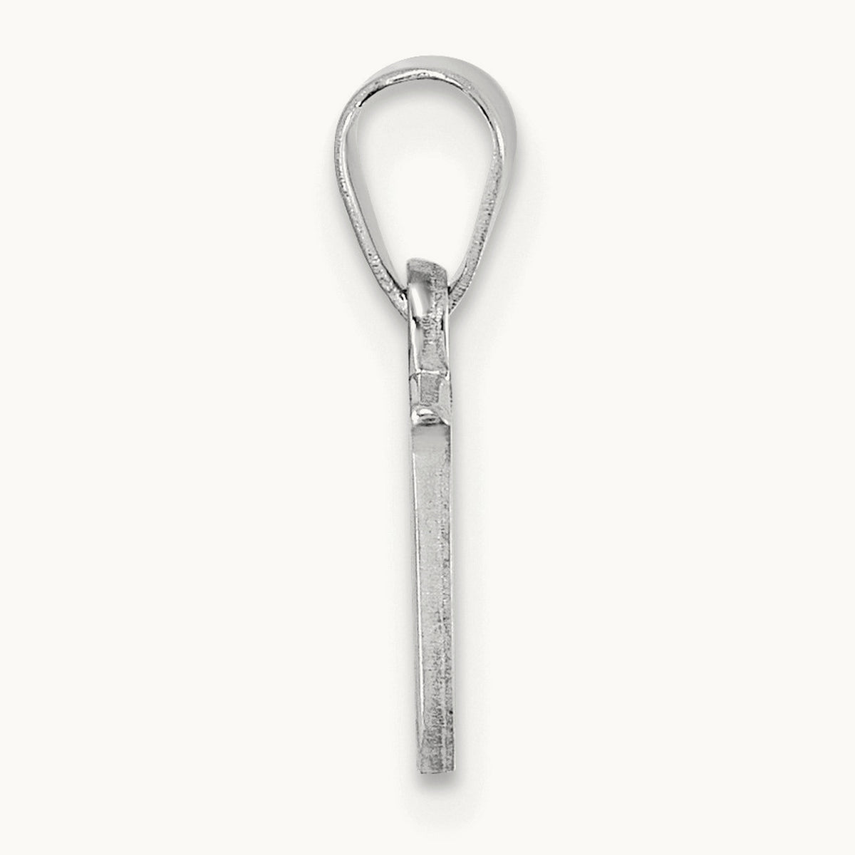 Polished Block Initial Pendant — 14K White Gold, U