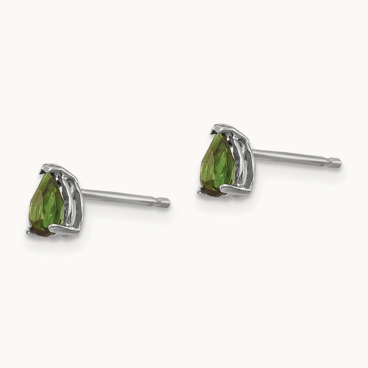 Green Tourmaline Earrings, 14K White Gold