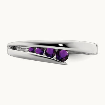 Amethyst 4-stone Ring — 14K White Gold, 7