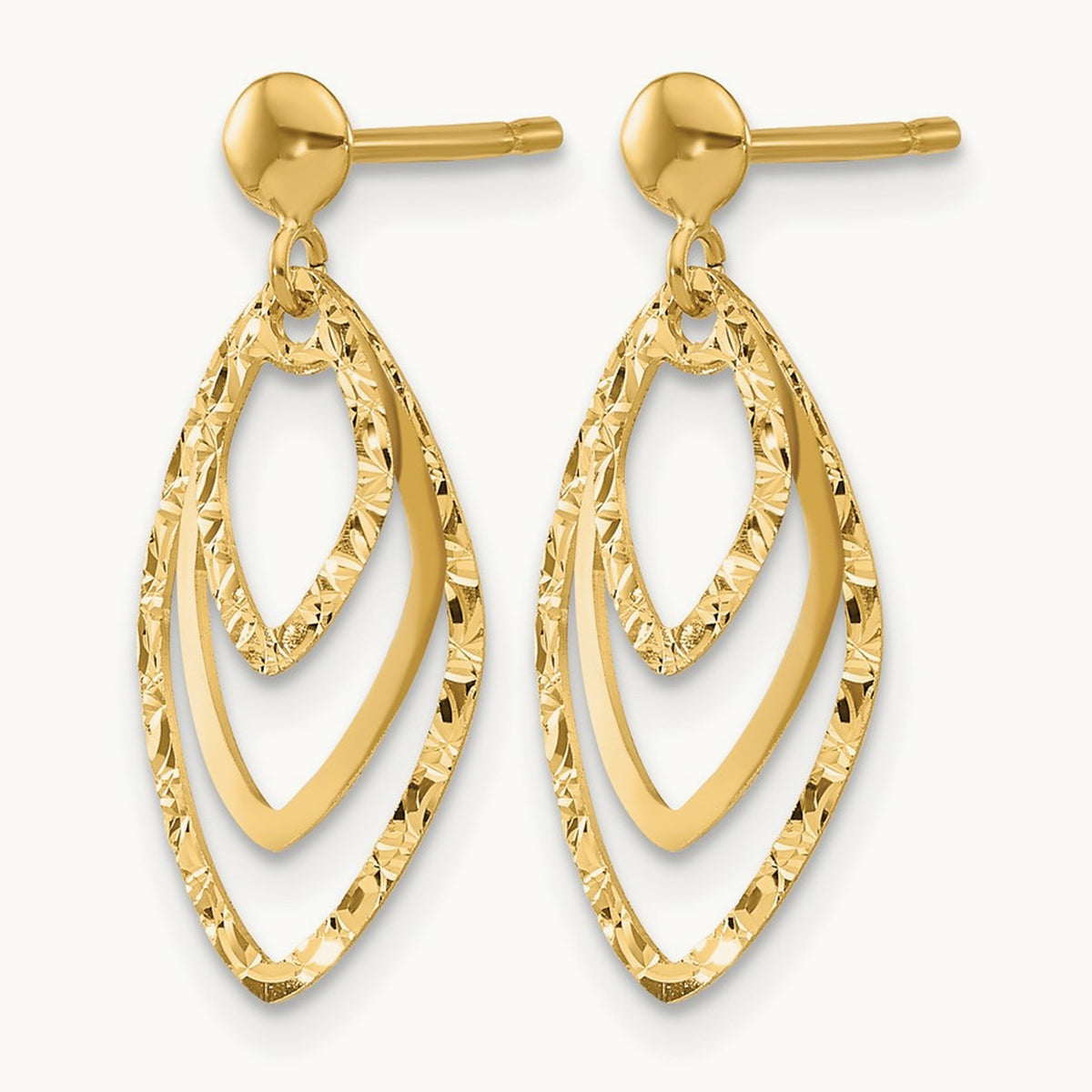 Polished Post Dangle Earrings, 14K — Leslie's