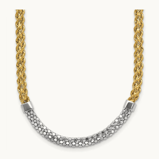 & White Rhodium D/C Twisted Fancy Necklace, 14K
