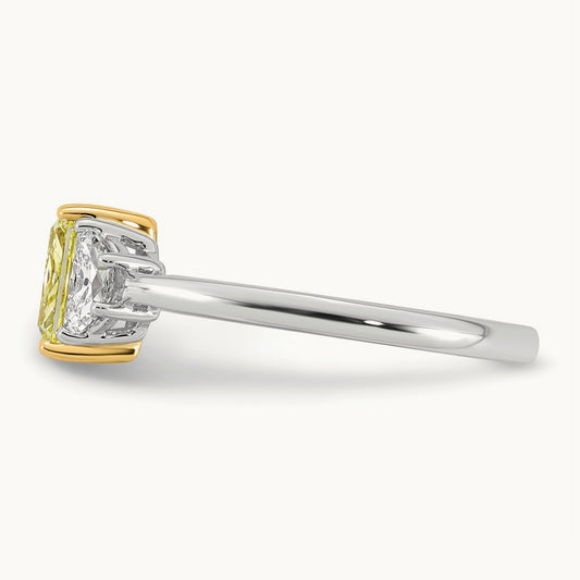 Radiant Vivid Yellow & Half Moon Ring, 1.50-4.75 ct tw Lab-Grown Diamond