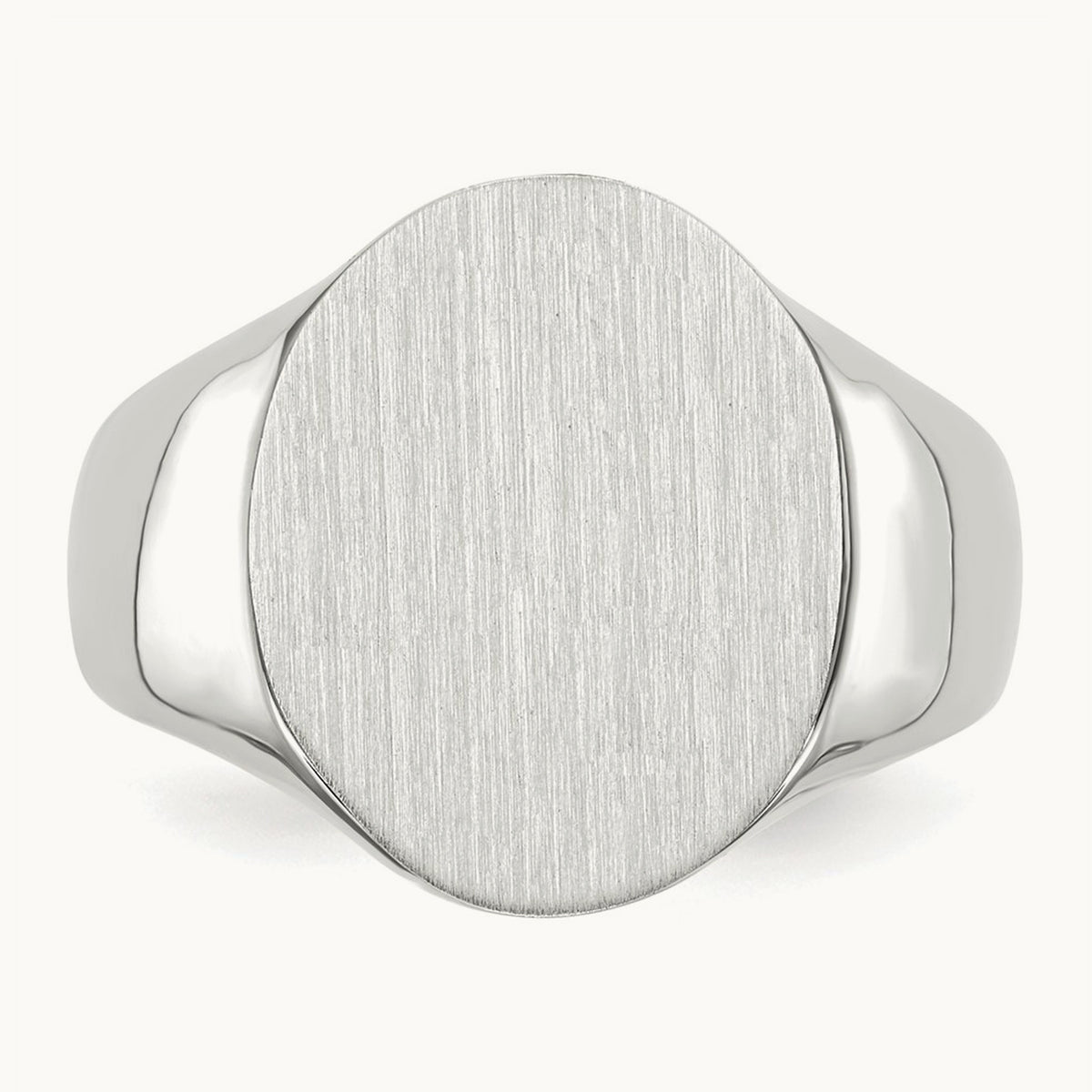 15.0x18. Closed Back Mens Signet Ring, 5mm, 14K White Gold