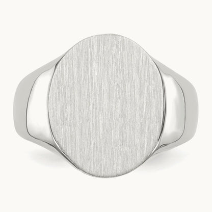 15.0x18. Closed Back Mens Signet Ring, 5mm, 14K White Gold