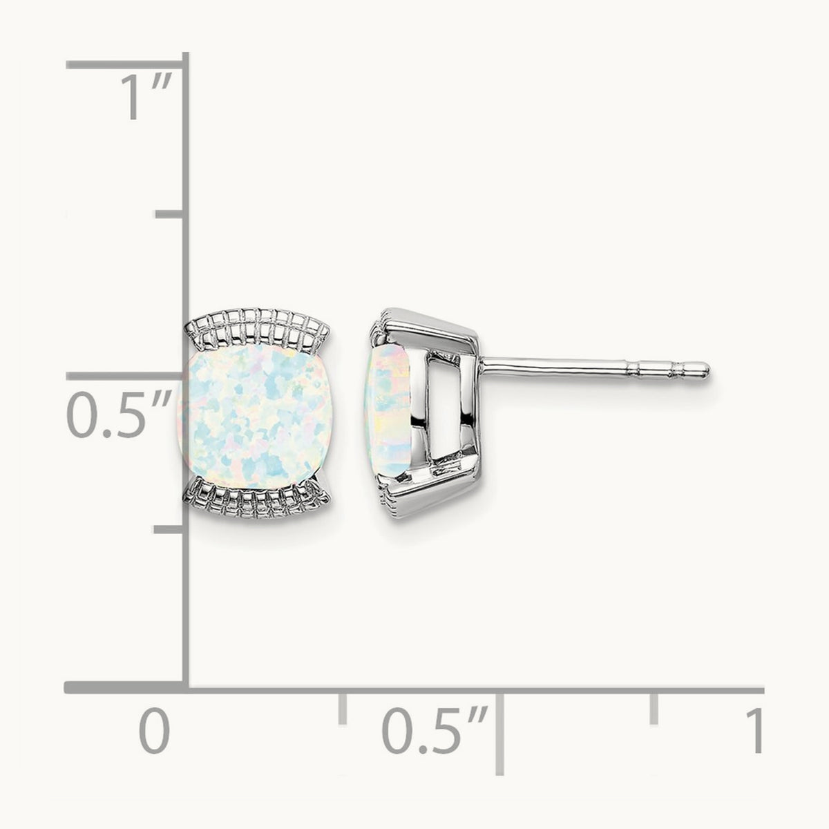 Created Opal Post Earrings — 14K White Gold