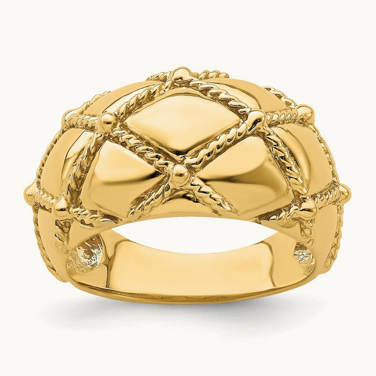 Quilted Rope Solid Dome Ring, 14K