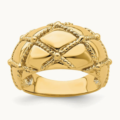 Quilted Rope Solid Dome Ring, 14K