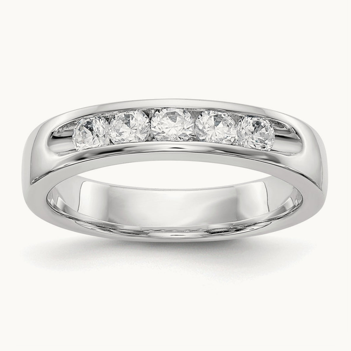 5-Stone Diamond Channel Band, 14K White Gold