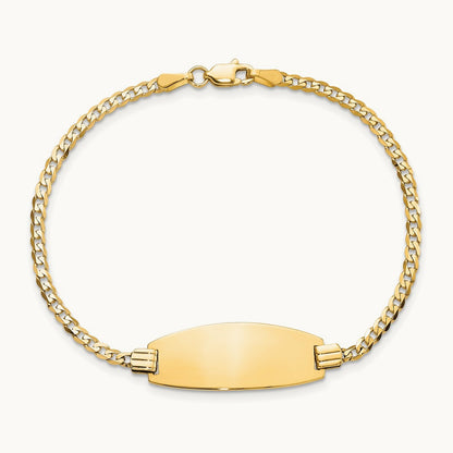 Oval Curb ID Bracelet — 14K Yellow Gold