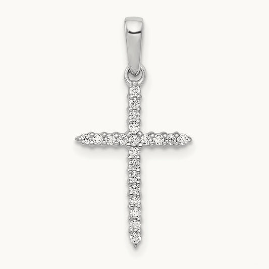 1/6ct. Diamond Cross Pendant — 14K White Gold