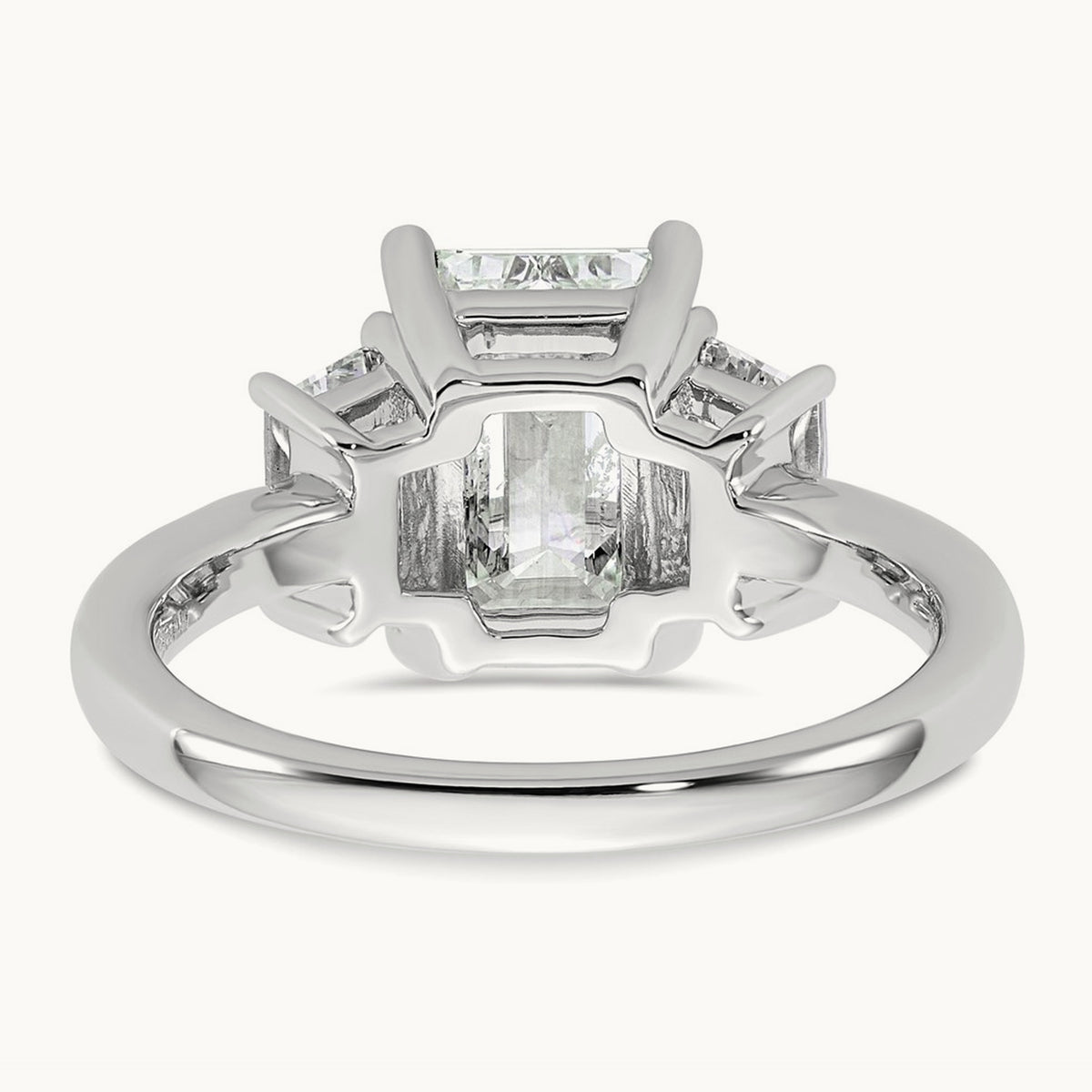 Emerald & Trapezoid Engagement Ring, 1.25-4.00 ct tw Lab-Grown Diamond — 3 1/3 ct, 14K White Gold