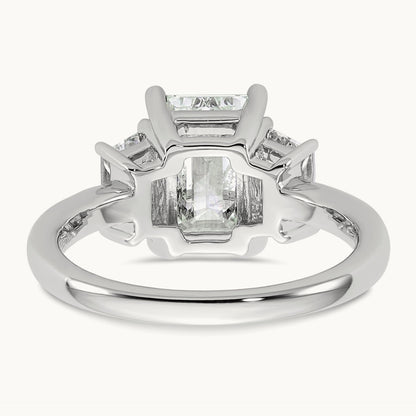 Emerald & Trapezoid Engagement Ring, 1.25-4.00 ct tw Lab-Grown Diamond — 3 1/3 ct, 14K White Gold