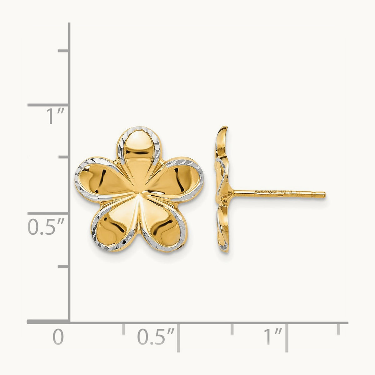 Flower Post Earrings — 10K Two-Tone Gold