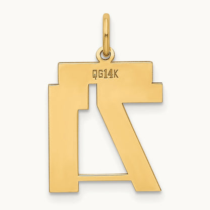 Medium Polished Number 71 Charm, 14K