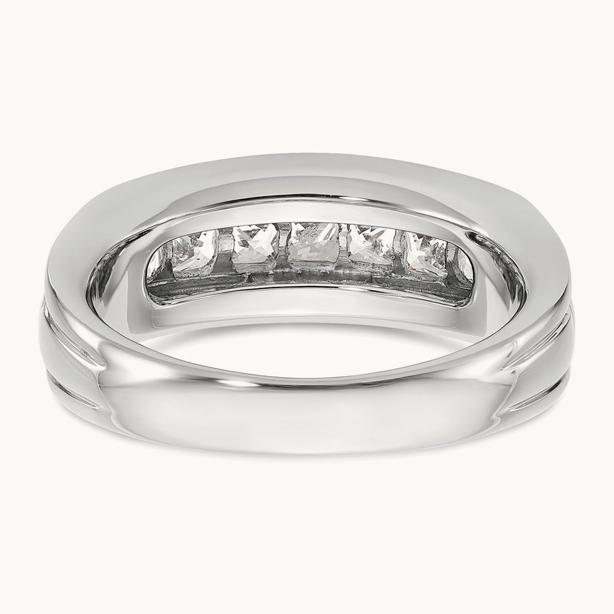 IBGoodman Men's Polished & Grooved Square Diamond Ring, 14K White Gold