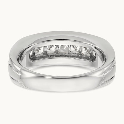 IBGoodman Men's Polished & Grooved Square Diamond Ring, 14K White Gold