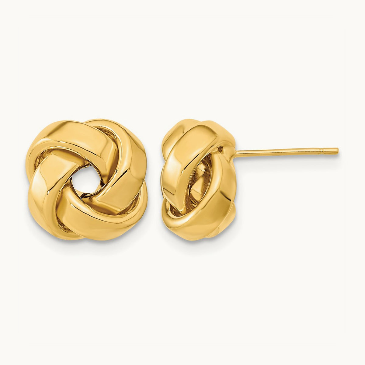 Polished Love Knot Post Earrings — 14K Yellow Gold