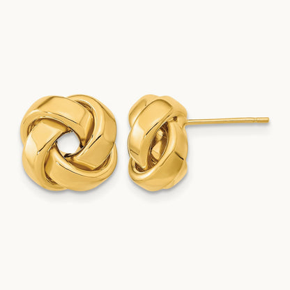 Polished Love Knot Post Earrings — 14K Yellow Gold
