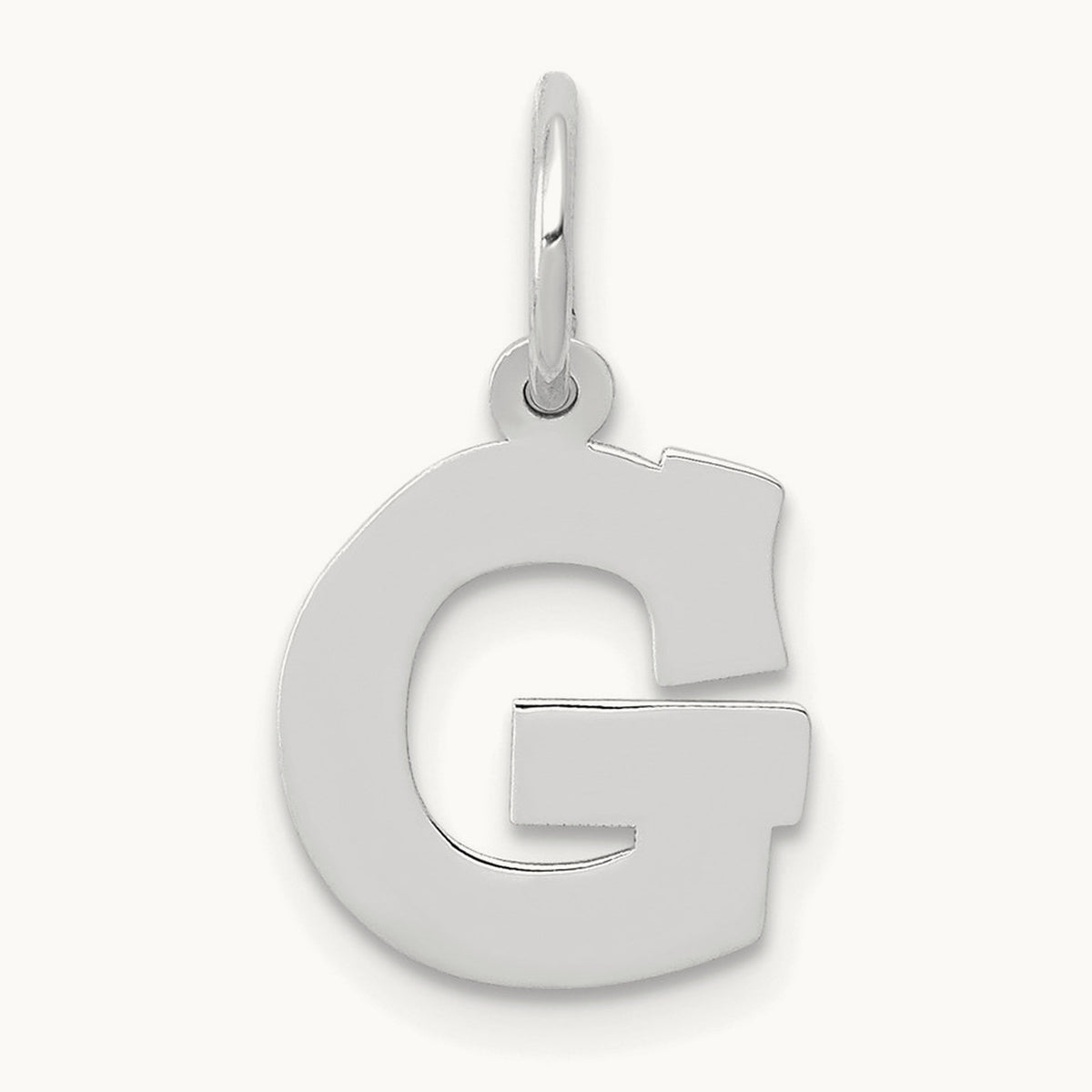 Small Block Initial Charm — 14K White Gold, G