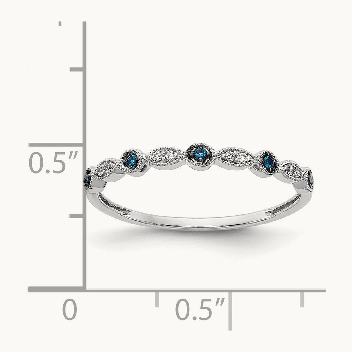 Blue/White Diamond Fancy Band, 14K White Gold