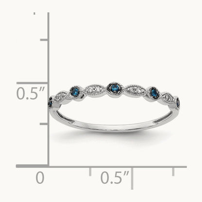 Blue/White Diamond Fancy Band, 14K White Gold