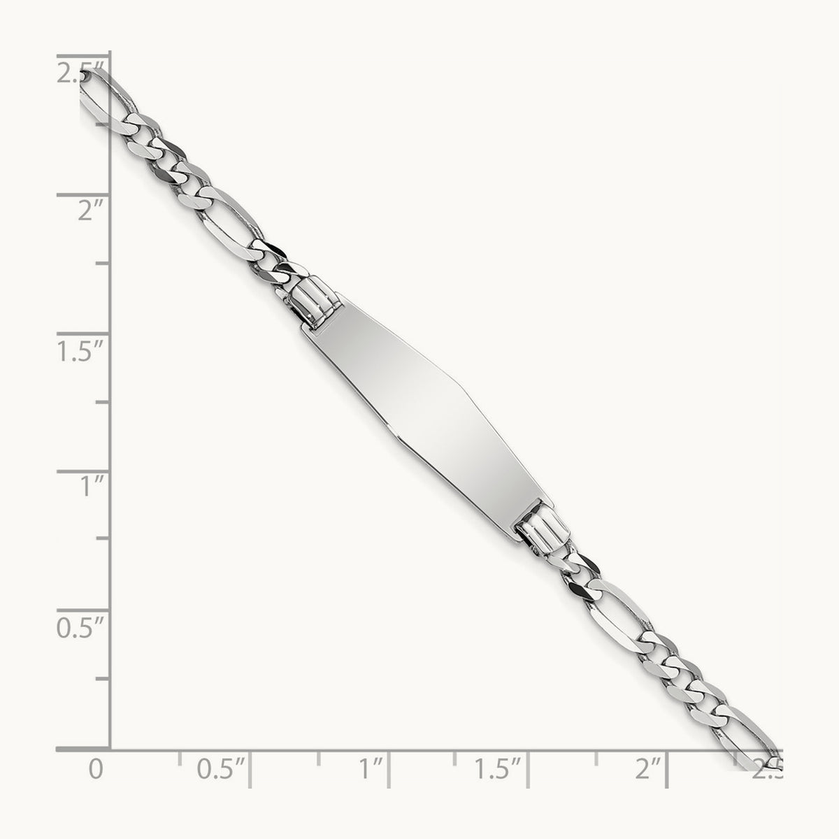 WG Soft Diamond Shape Figaro Link ID Bracelet, 14K