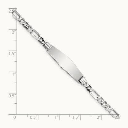 WG Soft Diamond Shape Figaro Link ID Bracelet, 14K