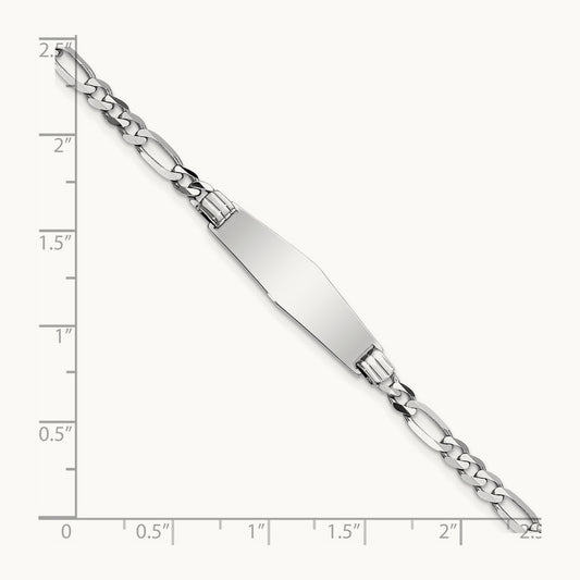 WG Soft Diamond Shape Figaro Link ID Bracelet, 14K