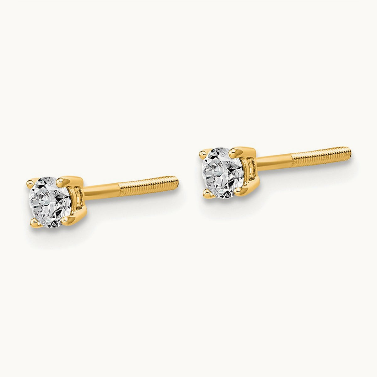 Lightweight Screwback Earrings, 0.25-4.00 ct tw Lab-Grown Diamond — 1/4 ct, 14K Yellow Gold