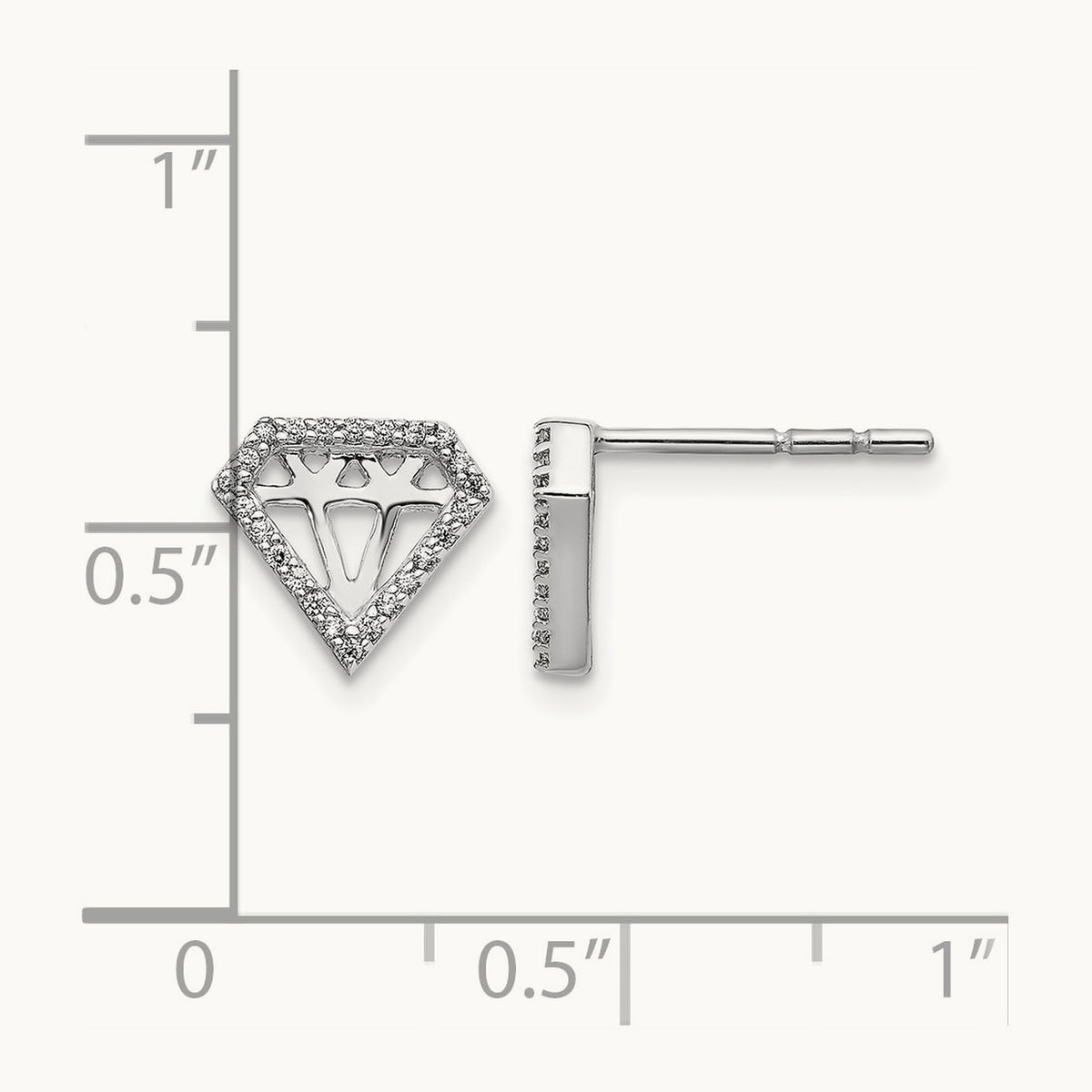 Diamond Gemstone-Shaped Earrings, 14K White Gold
