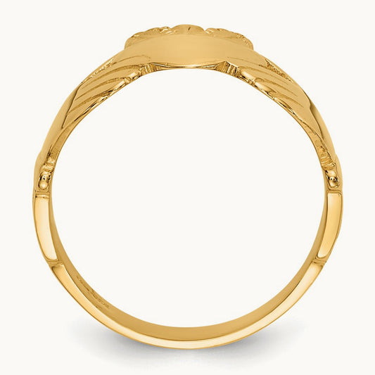 Polished Ladies Claddagh Ring, 14K