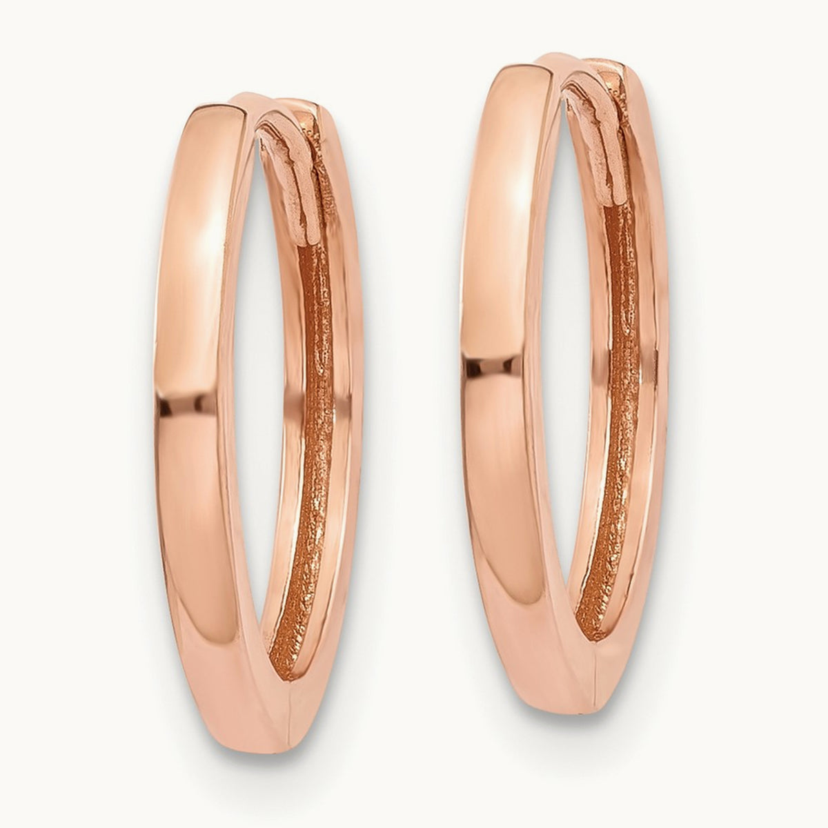 Round Hinged Hoop Earrings, 14K Rose Gold