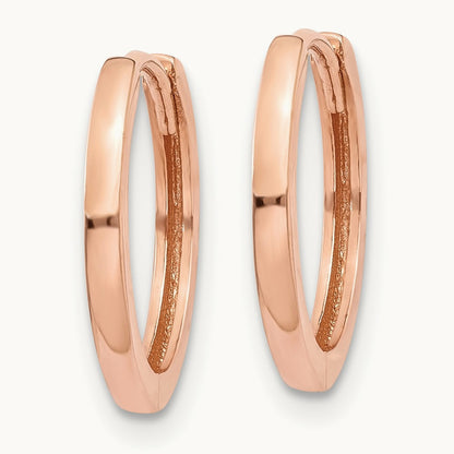 Round Hinged Hoop Earrings, 14K Rose Gold