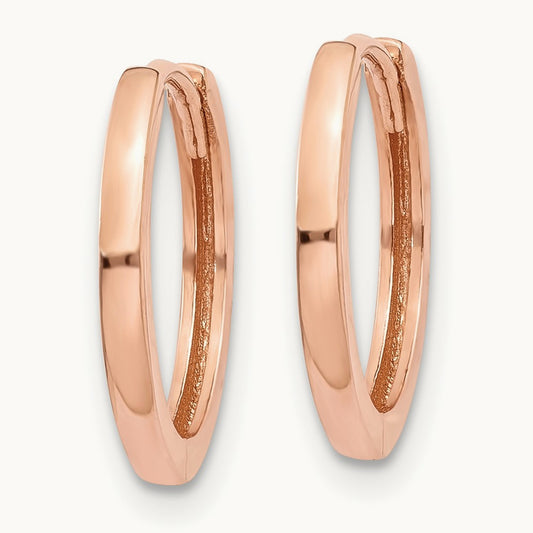 Round Hinged Hoop Earrings, 14K Rose Gold