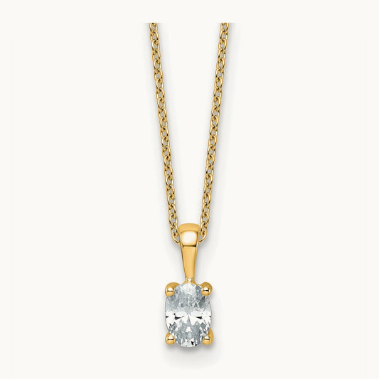 Oval Pendant Necklace, 0.50-2.00 ct tw Lab-Grown Diamond — 1/2 ct, 14K Yellow Gold