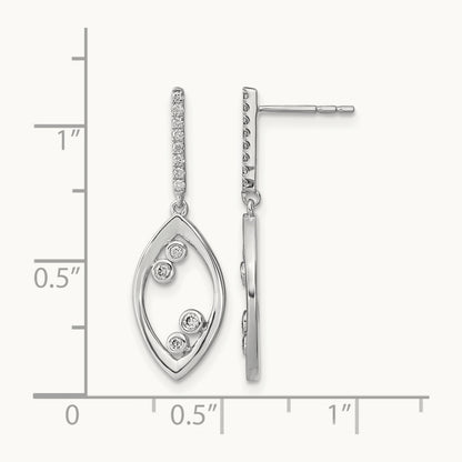 Polished Fancy Dangle Diamond Post Earrings, 14K White Gold