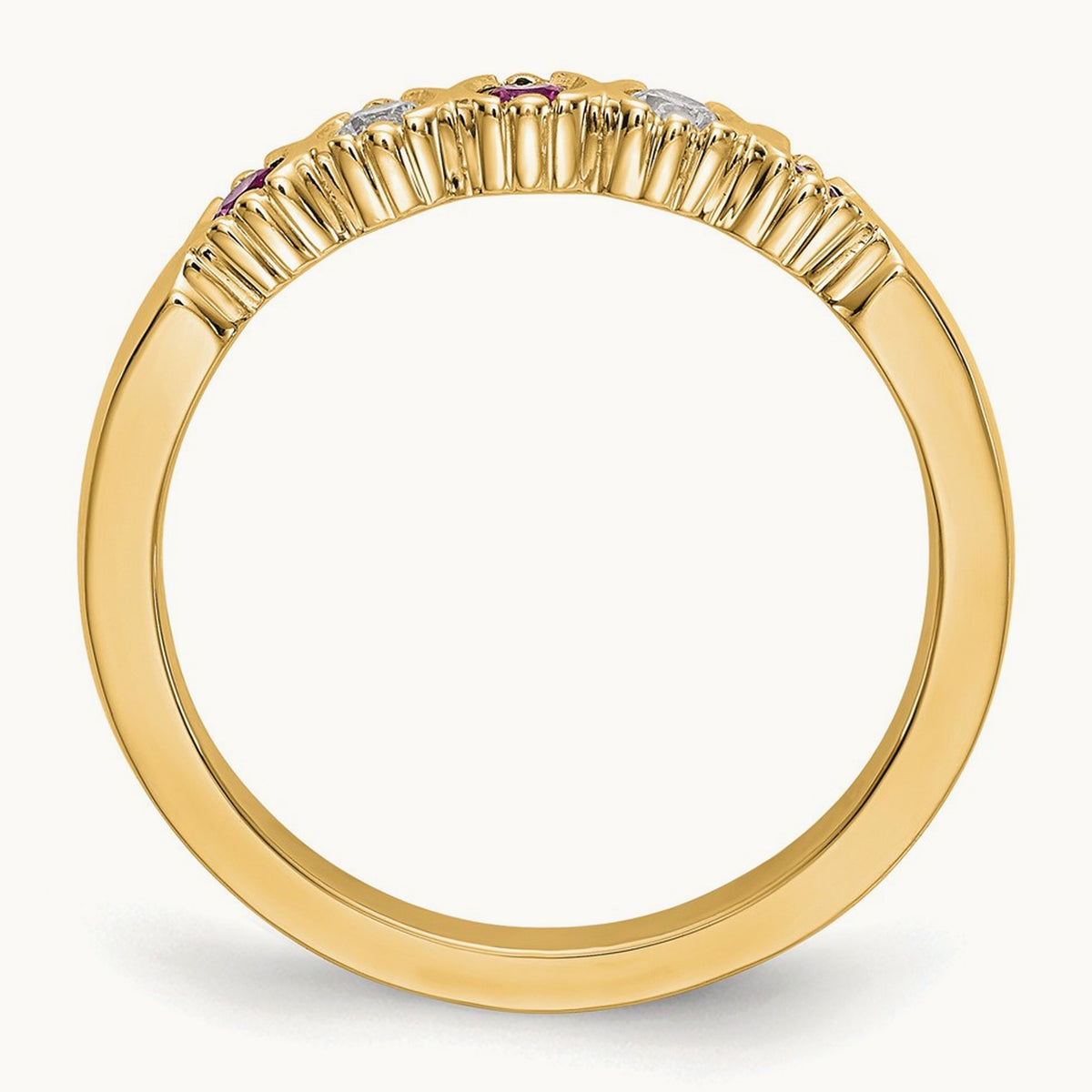 Diamond with Ruby Band — 14K Yellow Gold, 7