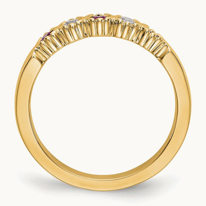 Diamond with Ruby Band — 14K Yellow Gold, 7