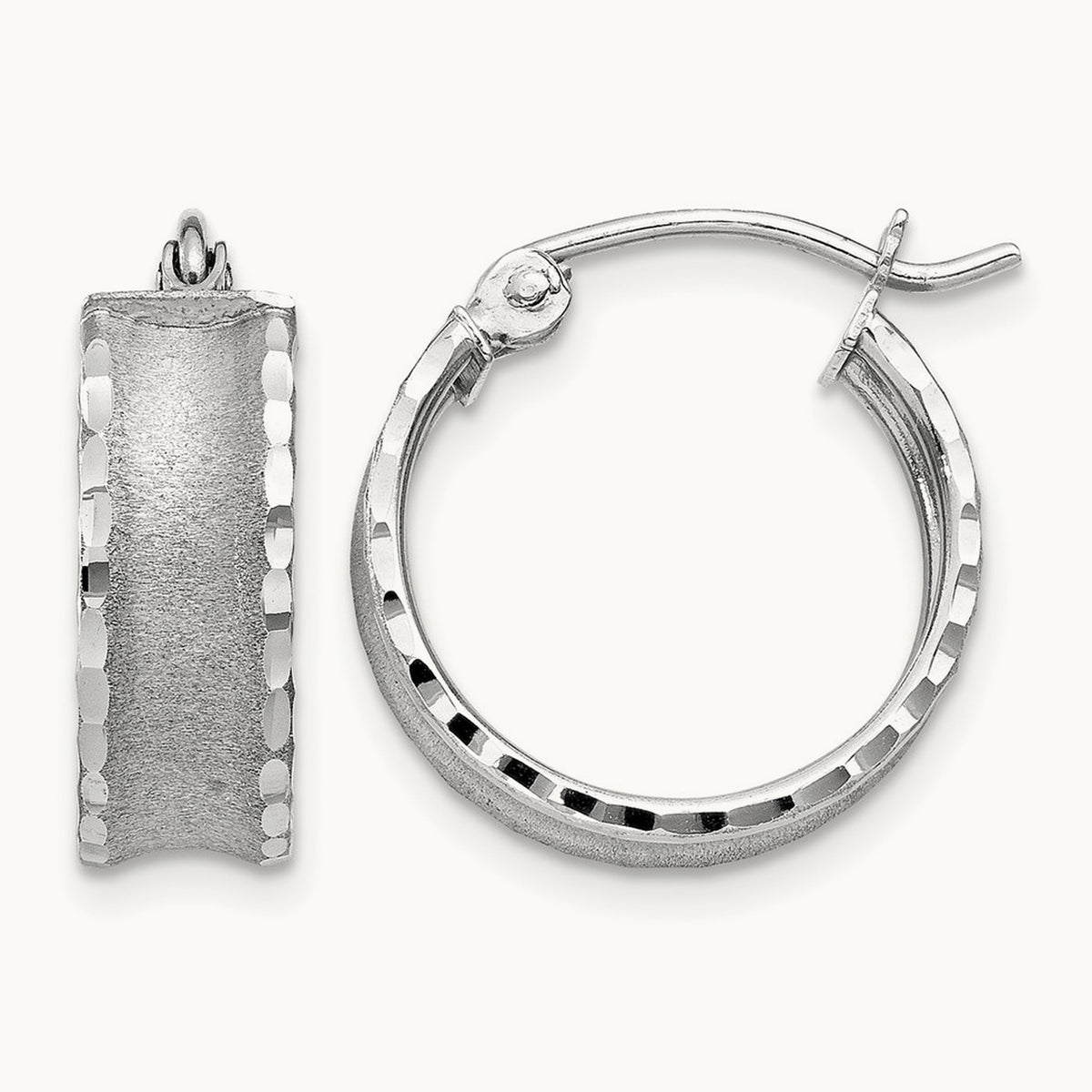 Diamond Cut Satin Hoop Earrings — photo set