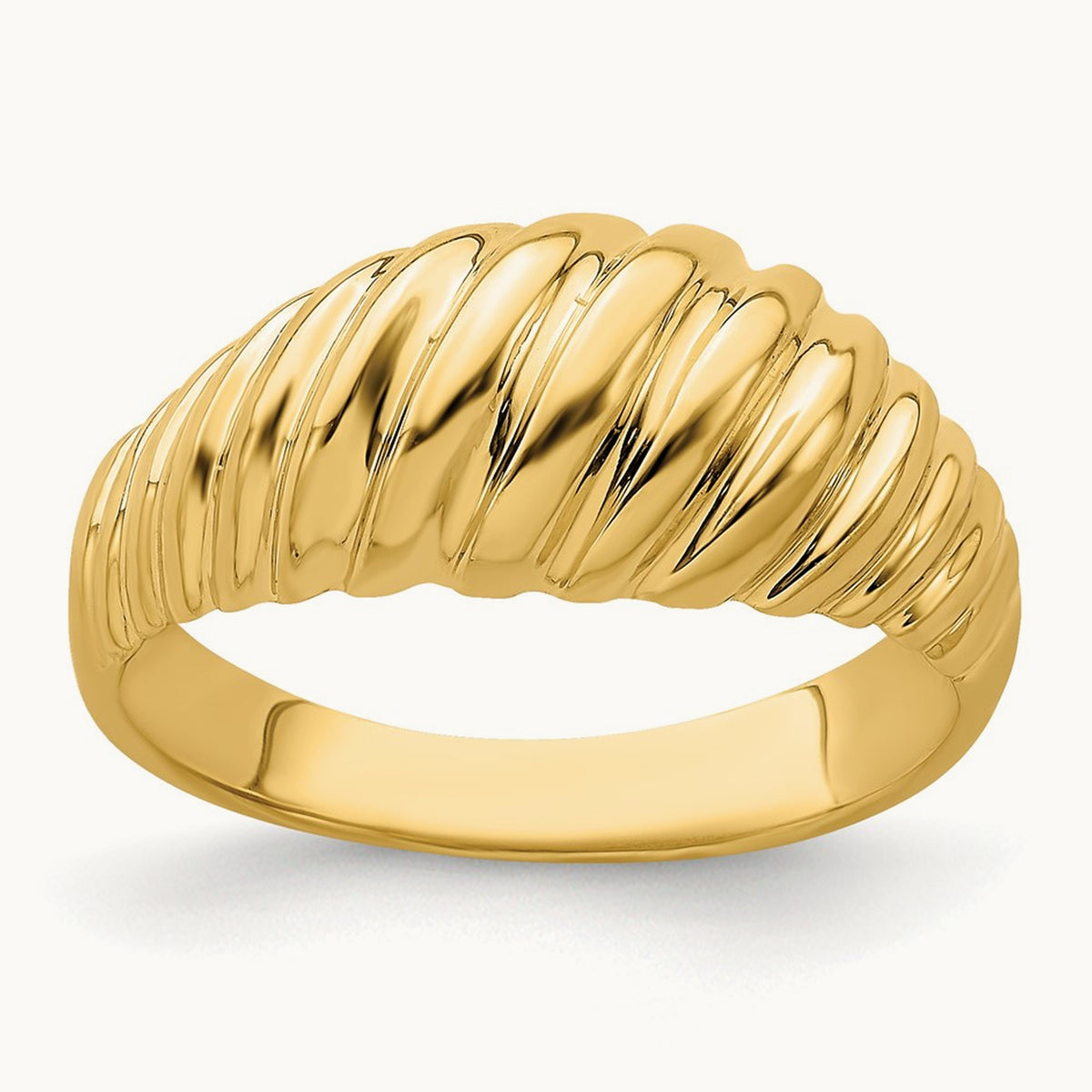 Polished Shrimp Dome Ring, 14K