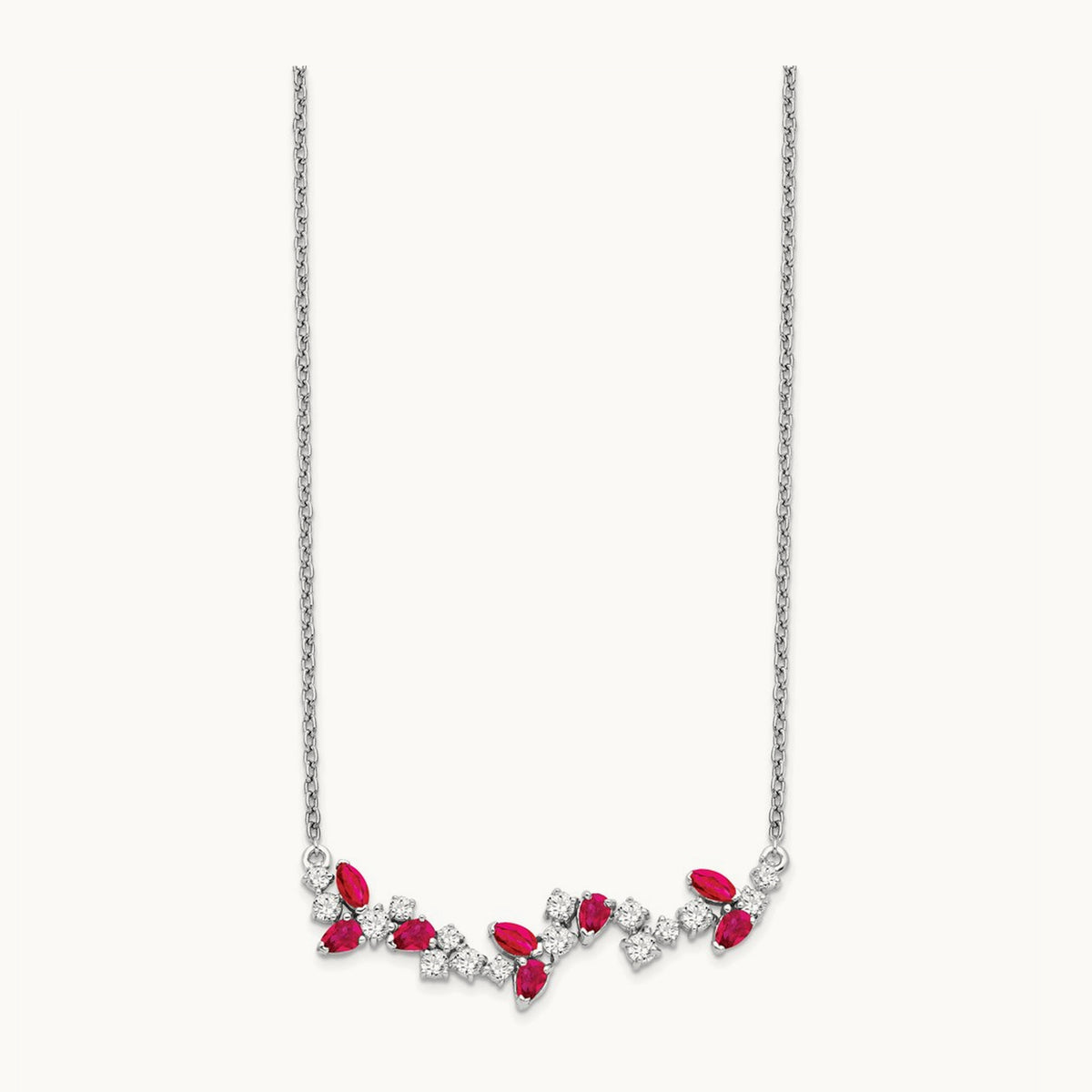 Created Ruby Bar Necklace, 0.50 ct tw Lab-Grown Diamond