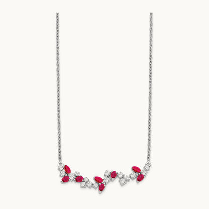 Created Ruby Bar Necklace, 0.50 ct tw Lab-Grown Diamond